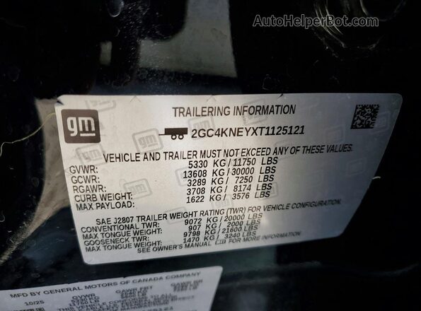 2GC4KNEYXT1125121 2026 CHEVROLET SILVERADO Черный 