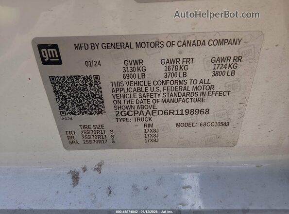 2GCPAAED6R1198968 2024 CHEVROLET SILVERADO White Շարժիչի բաժամունքի տեսք