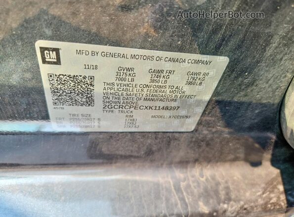 2GCRCPECXK1148397 2019 CHEVROLET SILVERADO Charcoal Vista del compartimento del motor