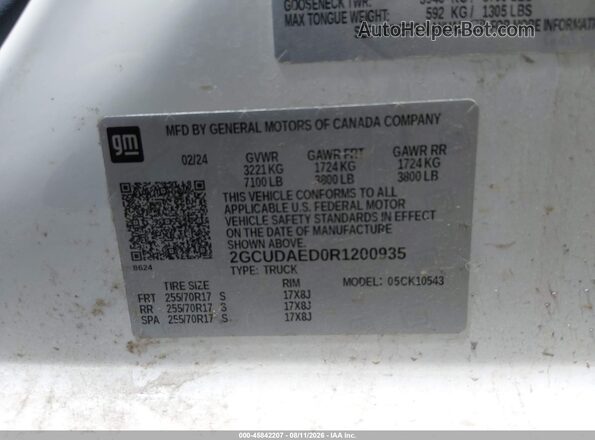 2GCUDAED0R1200935 2024 CHEVROLET SILVERADO White Engine compartment view