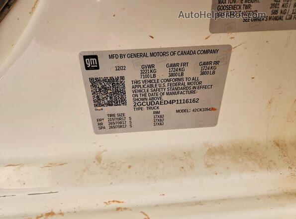 2GCUDAED4P1116162 2023 CHEVROLET SILVERADO White ძრავის განყოფილების ხედი