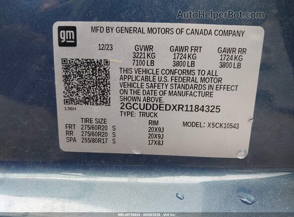 2GCUDDEDXR1184325 2024 CHEVROLET SILVERADO Blue Вид підкапотного простору