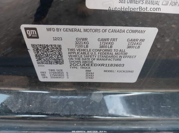 2GCUDEEDXR1183603 2024 CHEVROLET SILVERADO Черный Вид подкапотного пространства