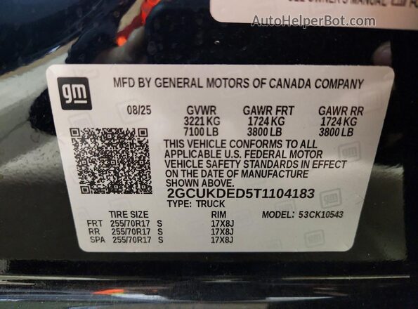 2GCUKDED5T1104183 2026 CHEVROLET SILVERADO Black Вид підкапотного простору