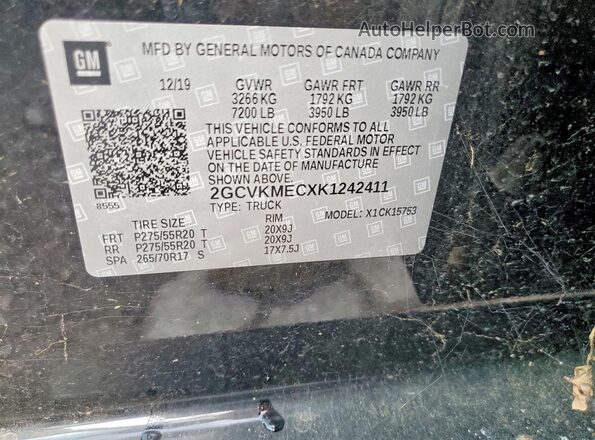 2GCVKMECXK1242411 2019 CHEVROLET SILVERADO Black VIN sticker view