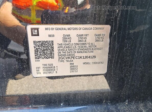 2GCVKPEC1K1204129 2019 CHEVROLET SILVERADO Black Вид підкапотного простору
