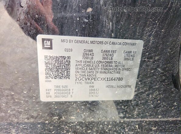 2GCVKPECXK1164780 2019 CHEVROLET SILVERADO Black Widok naklejki z numerem VIN