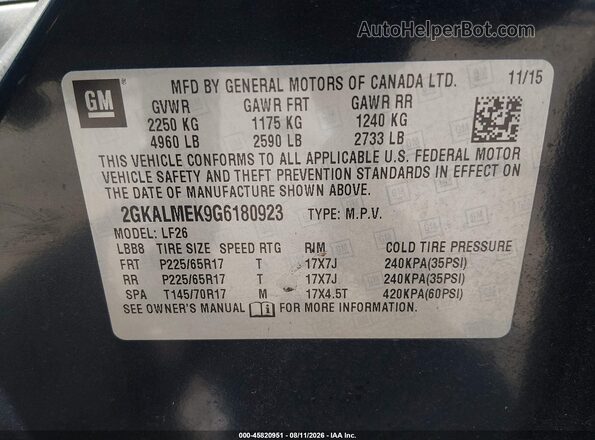 2GKALMEK9G6180923 2016 GMC TERRAIN Blue Widok komory silnika