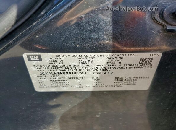 2GKALNEK9G6180748 2016 GMC TERRAIN Black Вид підкапотного простору