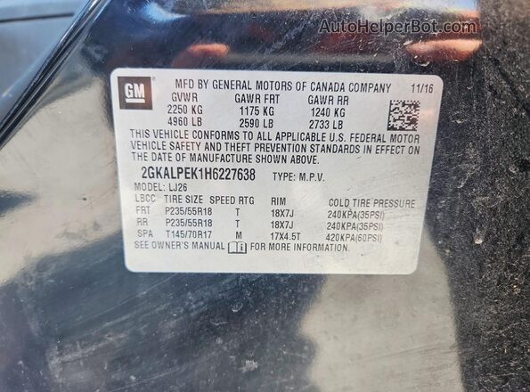 2GKALPEK1H6227638 2017 GMC TERRAIN Black Widok komory silnika