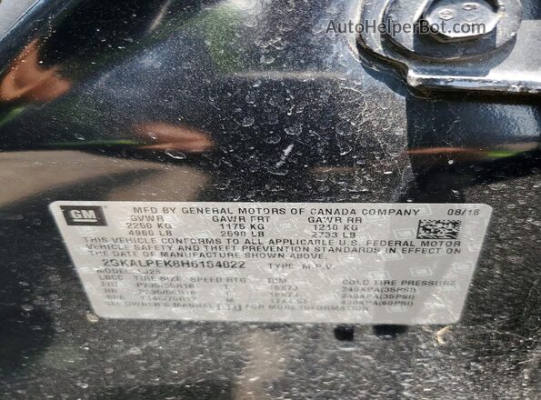 2GKALPEK8H6164022 2017 GMC TERRAIN Black ძრავის განყოფილების ხედი