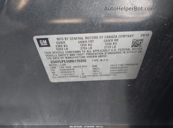 2GKFLPE30H6176258 2017 GMC TERRAIN Black Engine compartment view