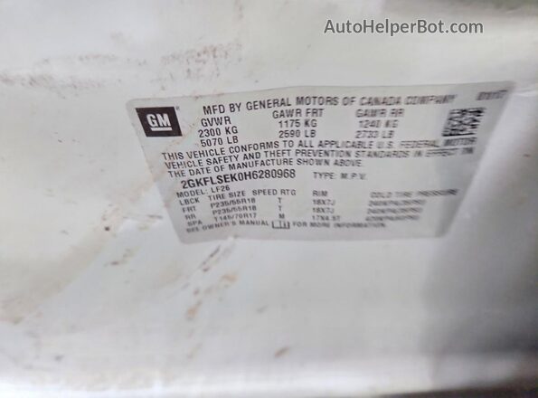2GKFLSEK0H6280968 2017 GMC TERRAIN Silver 360 interior view
