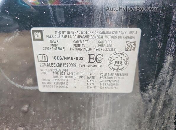 2GNALBEK0H1520689 2017 CHEVROLET EQUINOX Черный Панорамный вид салона 360°