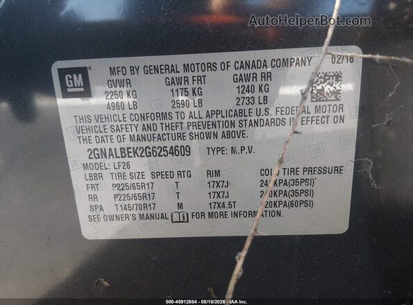 2GNALBEK2G6254609 2016 CHEVROLET EQUINOX Gray Widok komory silnika