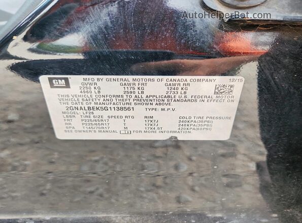 2GNALBEK5G1138561 2016 CHEVROLET EQUINOX Black სალონის 360-გრადუსიანი ხედი