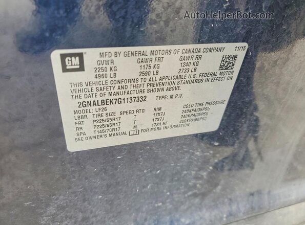 2GNALBEK7G1137332 2016 CHEVROLET EQUINOX Blue Widok naklejki z numerem VIN
