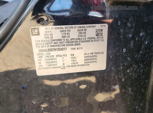 2GNALBEK7H1534217 2017 CHEVROLET EQUINOX Black Вид наклейки з VIN-кодом
