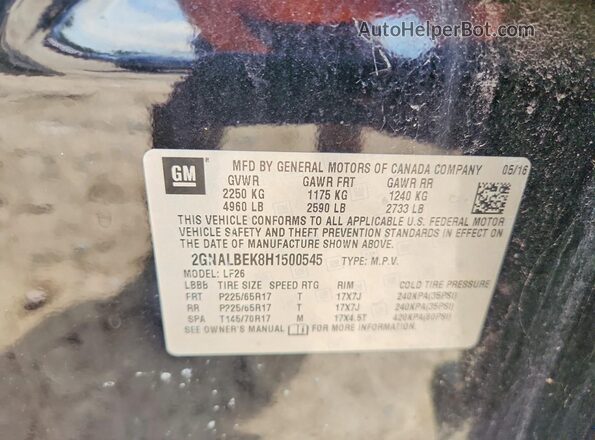 2GNALBEK8H1500545 2017 CHEVROLET EQUINOX Black 