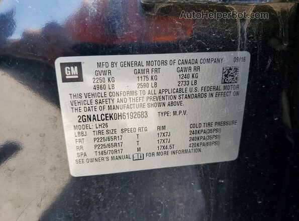 2GNALCEK0H6192683 2017 CHEVROLET EQUINOX Black Engine compartment view