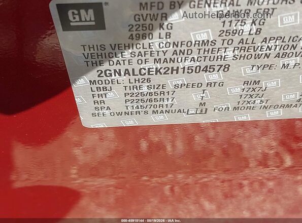 2GNALCEK2H1504578 2017 CHEVROLET EQUINOX Red Engine compartment view