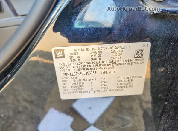 2GNALCEK3G6155738 2016 CHEVROLET EQUINOX Black Widok komory silnika
