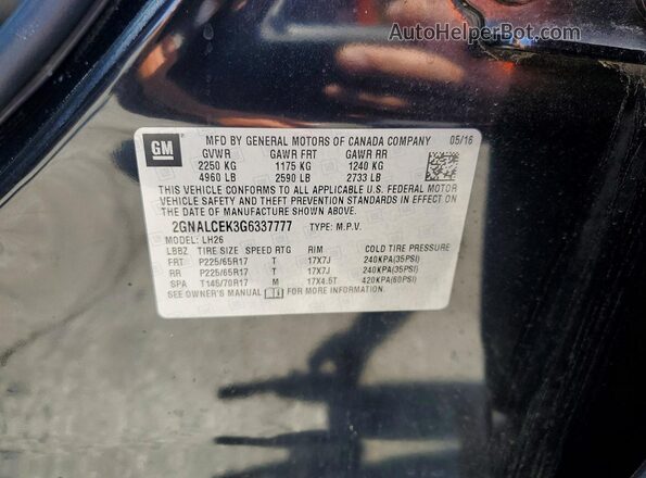 2GNALCEK3G6337777 2016 CHEVROLET EQUINOX Black Widok naklejki z numerem VIN