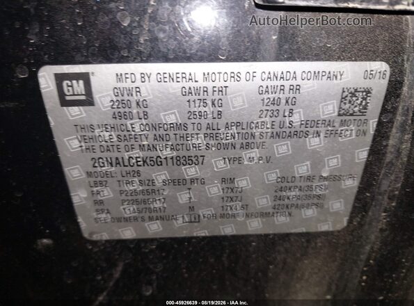 2GNALCEK5G1183537 2016 CHEVROLET EQUINOX Black Engine compartment view