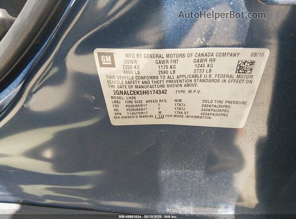 2GNALCEK5H6174342 2017 CHEVROLET EQUINOX Blue Engine compartment view