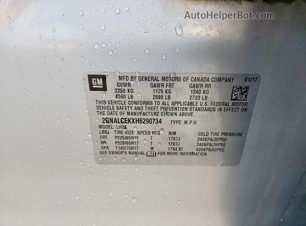 2GNALCEKXH6290734 2017 CHEVROLET EQUINOX Silver Widok wnętrza 360 stopni