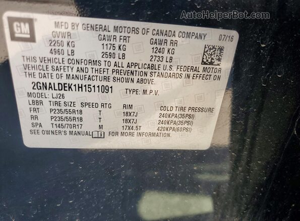 2GNALDEK1H1511091 2017 CHEVROLET EQUINOX Black Engine compartment view