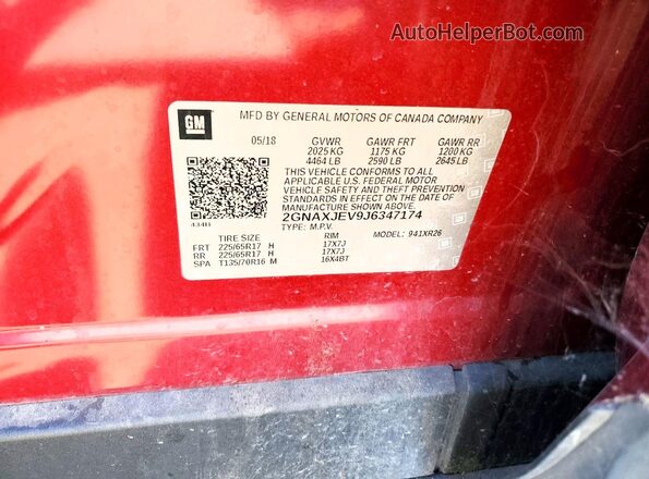 2GNAXJEV9J6347174 2018 CHEVROLET EQUINOX Red Շարժիչի բաժամունքի տեսք