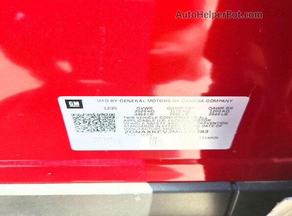 2GNAXKEV3M6143383 2021 CHEVROLET EQUINOX Red სალონის 360-გრადუსიანი ხედი