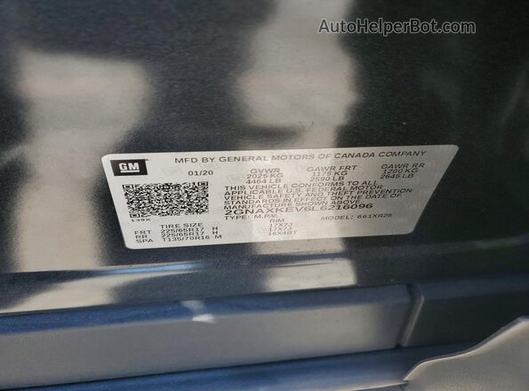 2GNAXKEV6L6216096 2020 CHEVROLET EQUINOX Gray Vista de la etiqueta del VIN