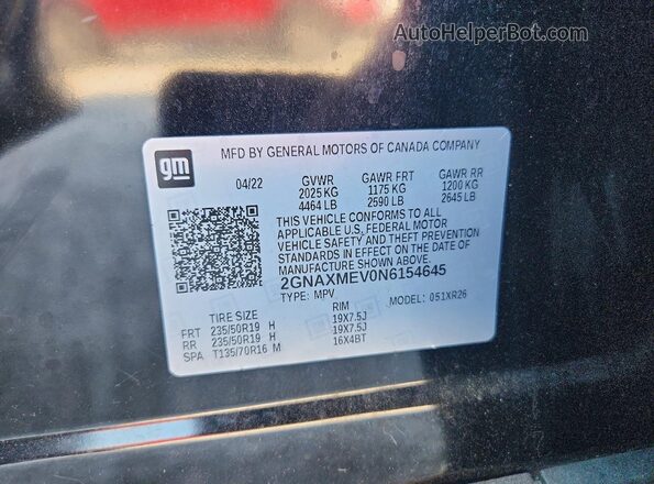 2GNAXMEV0N6154645 2022 CHEVROLET EQUINOX Black Widok wnętrza 360 stopni