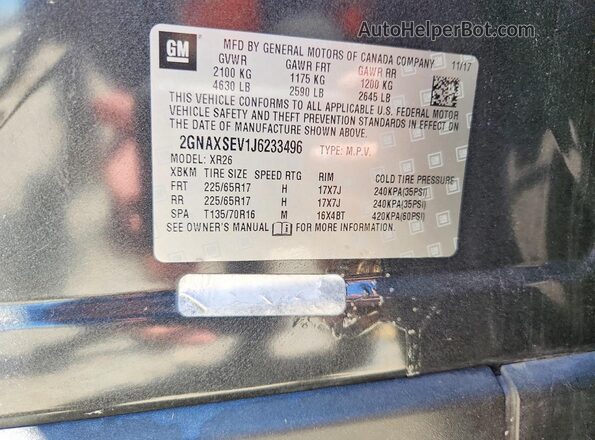 2GNAXSEV1J6233496 2018 CHEVROLET EQUINOX Charcoal Engine compartment view