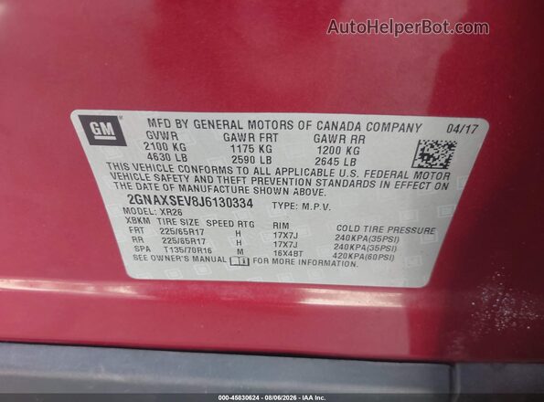 2GNAXSEV8J6130334 2018 CHEVROLET EQUINOX Зеленый Вид подкапотного пространства