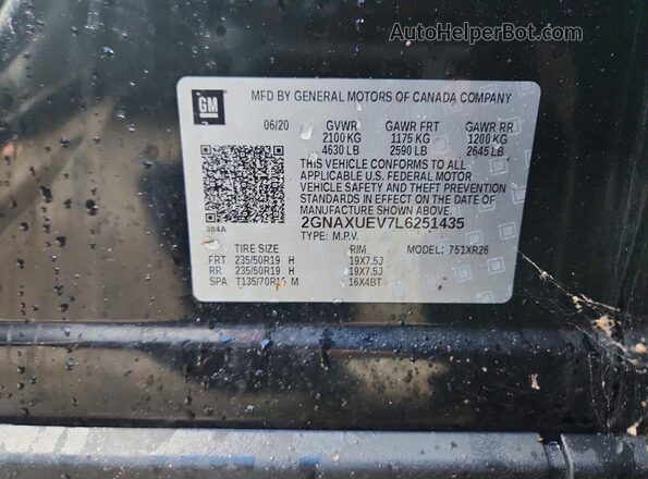 2GNAXUEV7L6251435 2020 CHEVROLET EQUINOX Black VIN sticker view