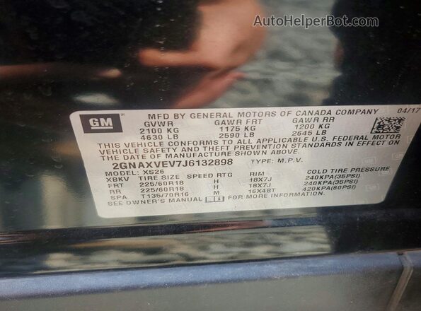 2GNAXVEV7J6132898 2018 CHEVROLET EQUINOX Black Вид підкапотного простору