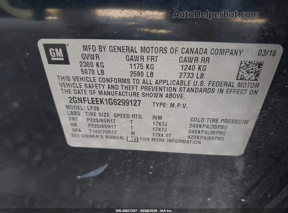 2GNFLEEK1G6299127 2016 CHEVROLET EQUINOX Black Շարժիչի բաժամունքի տեսք