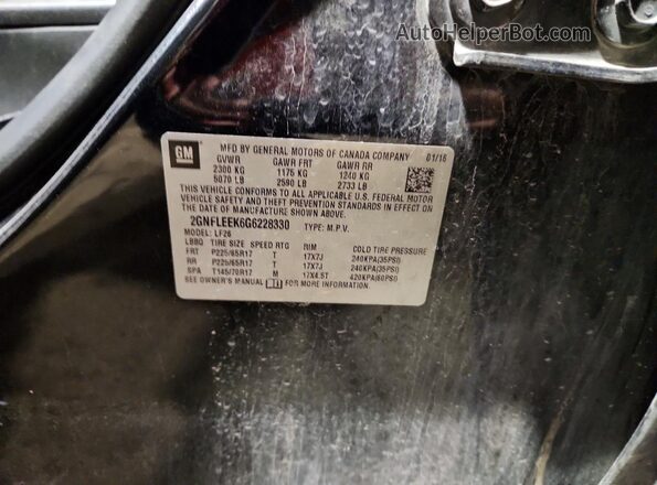 2GNFLEEK6G6228330 2016 CHEVROLET EQUINOX Black VIN կոդի պիտակի տեսք