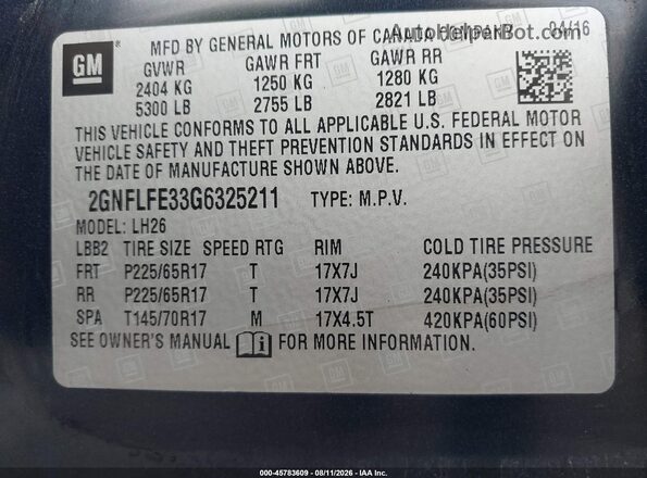 2GNFLFE33G6325211 2016 CHEVROLET EQUINOX Dark Blue Вид подкапотного пространства