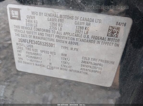 2GNFLFE34G6325301 2016 CHEVROLET EQUINOX Черный Вид подкапотного пространства