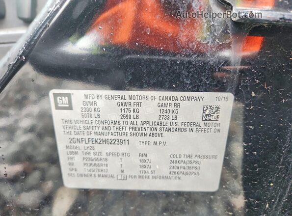 2GNFLFEK2H6223911 2017 CHEVROLET EQUINOX Black Вид підкапотного простору