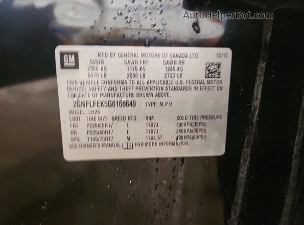 2GNFLFEK5G6166649 2016 CHEVROLET EQUINOX Черный Панорамный вид салона 360°
