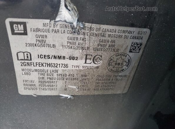 2GNFLFEK7H6321736 2017 CHEVROLET EQUINOX Black Vista de la etiqueta del VIN