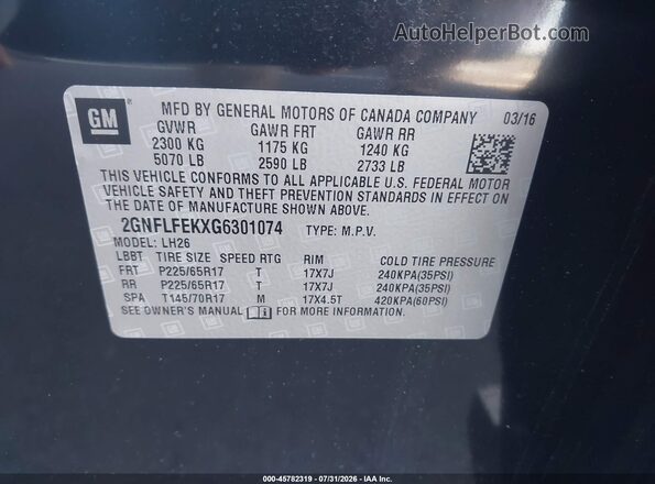 2GNFLFEKXG6301074 2016 CHEVROLET EQUINOX Black Engine compartment view