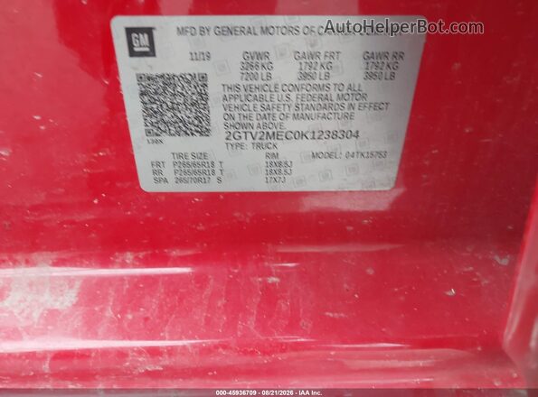 2GTV2MEC0K1238304 2019 GMC SIERRA Red Շարժիչի բաժամունքի տեսք