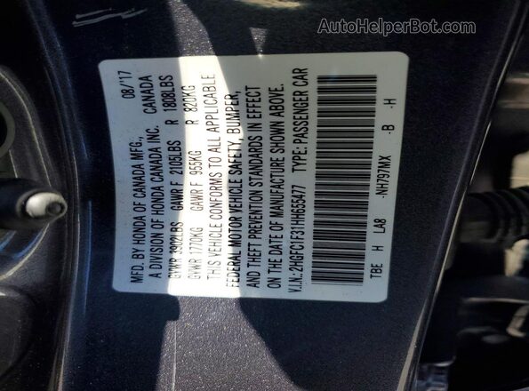 2HGFC1F31HH655477 2017 HONDA CIVIC Silver Engine compartment view