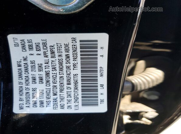 2HGFC1F34HH647776 2017 HONDA CIVIC Black Vista del compartimento del motor